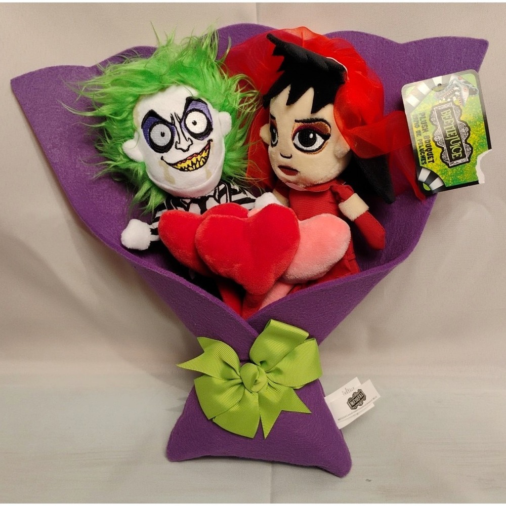 BEETLEJUICE &‎ LYDIA Valentine's Day 13" Plush Bouquet 2025 Ruz NEW Hearts